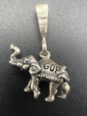 Vintage Sterling Silver 3D GOP Elephant Charm Republican Party 4.7g